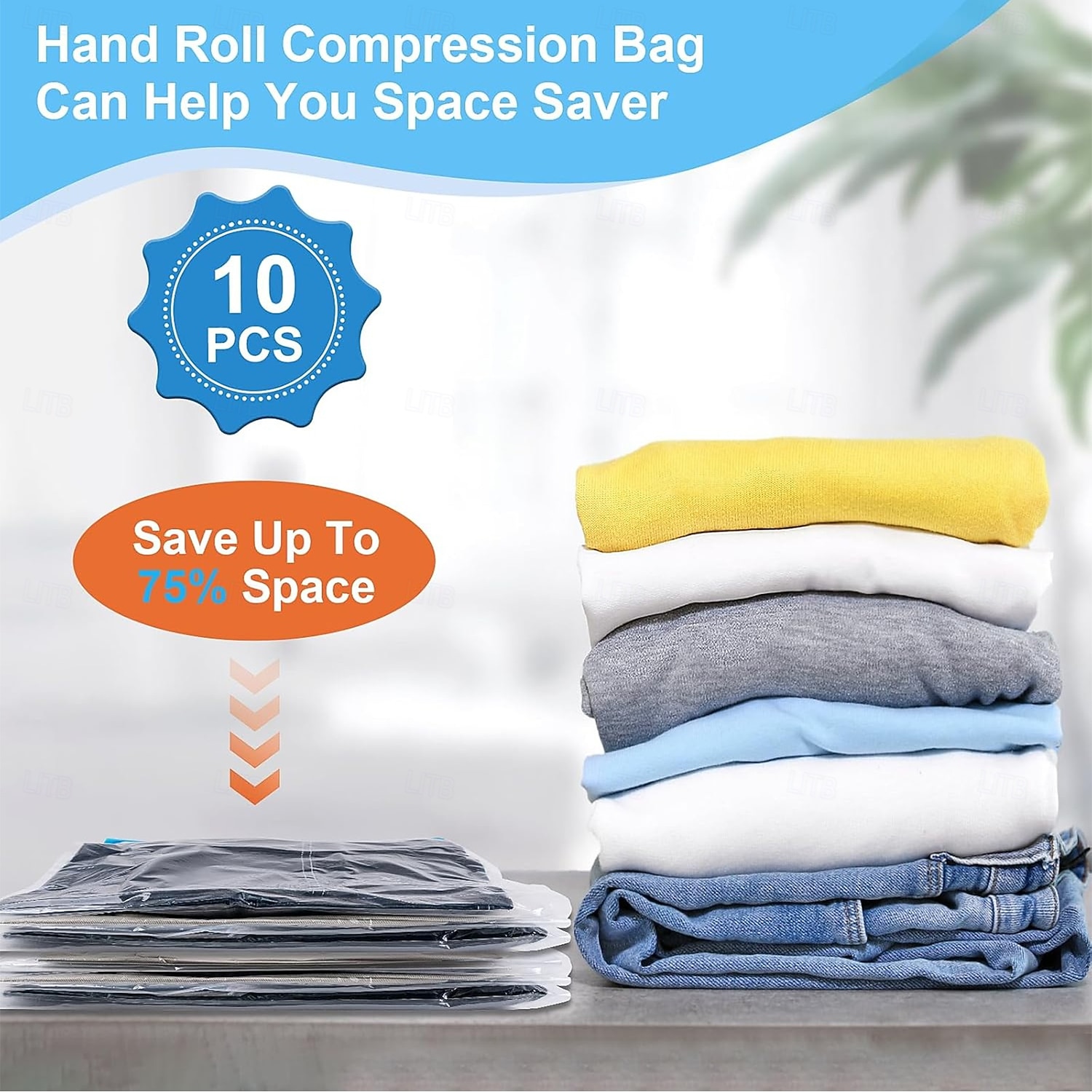 Compression Bags for Travel 10 PCS Space Saver Bags Hand Roll Vacuum Packing Bags for Travel No Vacuum Needed (3 Large 3 Medium 4 Small) Clothing Luggage Home Organizers Storage Bags 2026 - $19.99 –P5