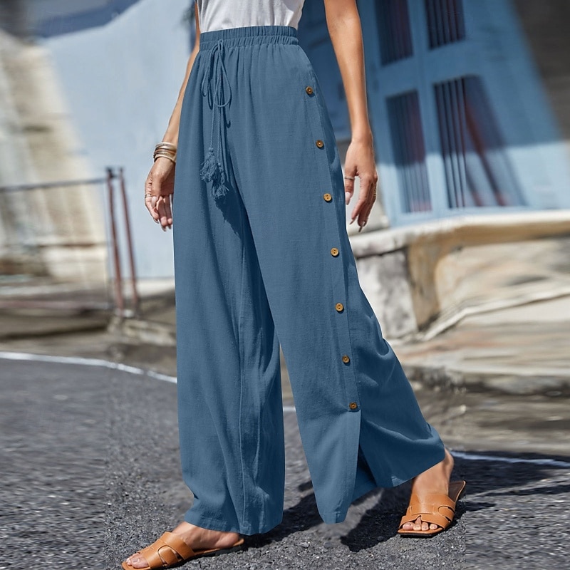 Mujer pantalones Pantalones Casual Longitud total Cintura Media Plano Hebilla Diseño de cordón elástico Al Aire Libre Cómodo Festivos Ropa Cotidiana Fin de semana Rojo oscuro Magenta Verde oscuro Gris 2025 - $18.99 –P1