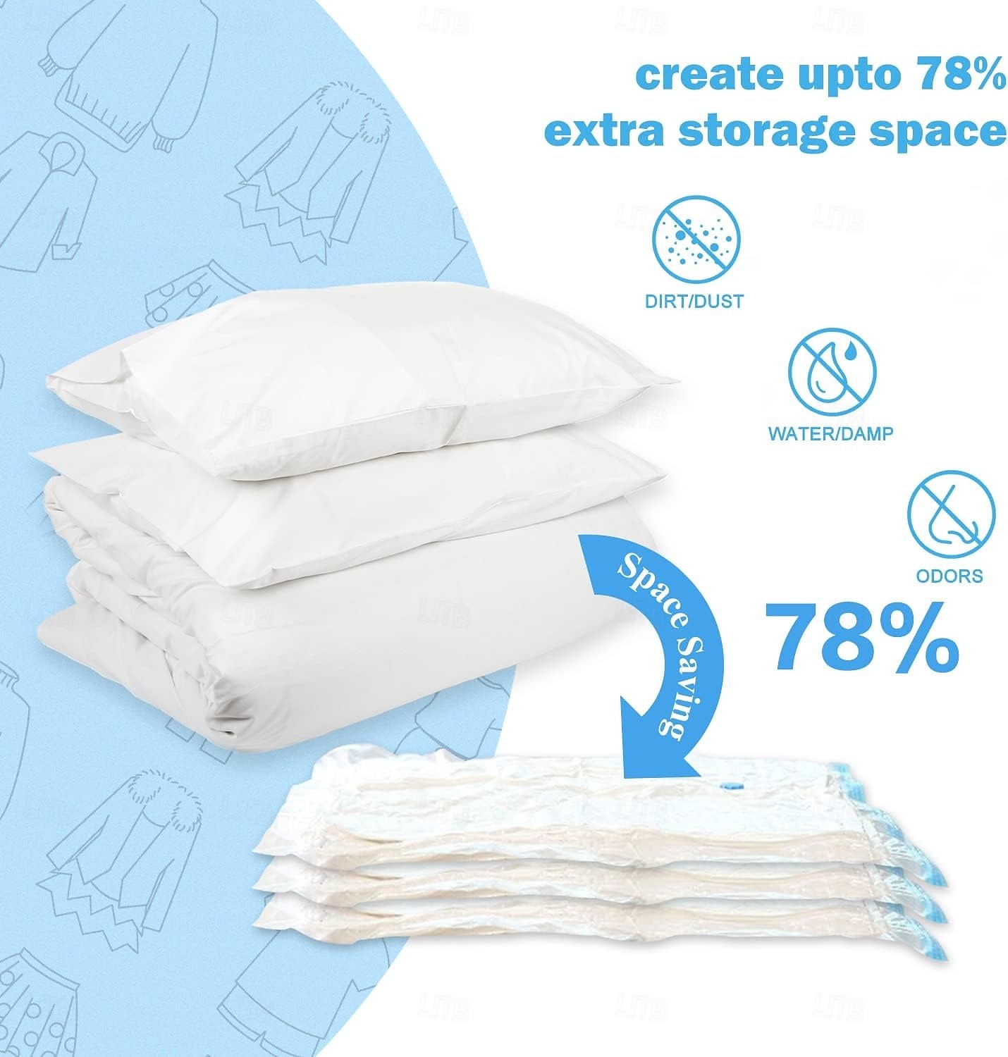 Bolsas de vacío reutilizables para ropa, edredones, ropa de cama, colchas y abrigos, con cierre de cremallera, para viaje, 10 unidades 2025 - $21.99 –P4
