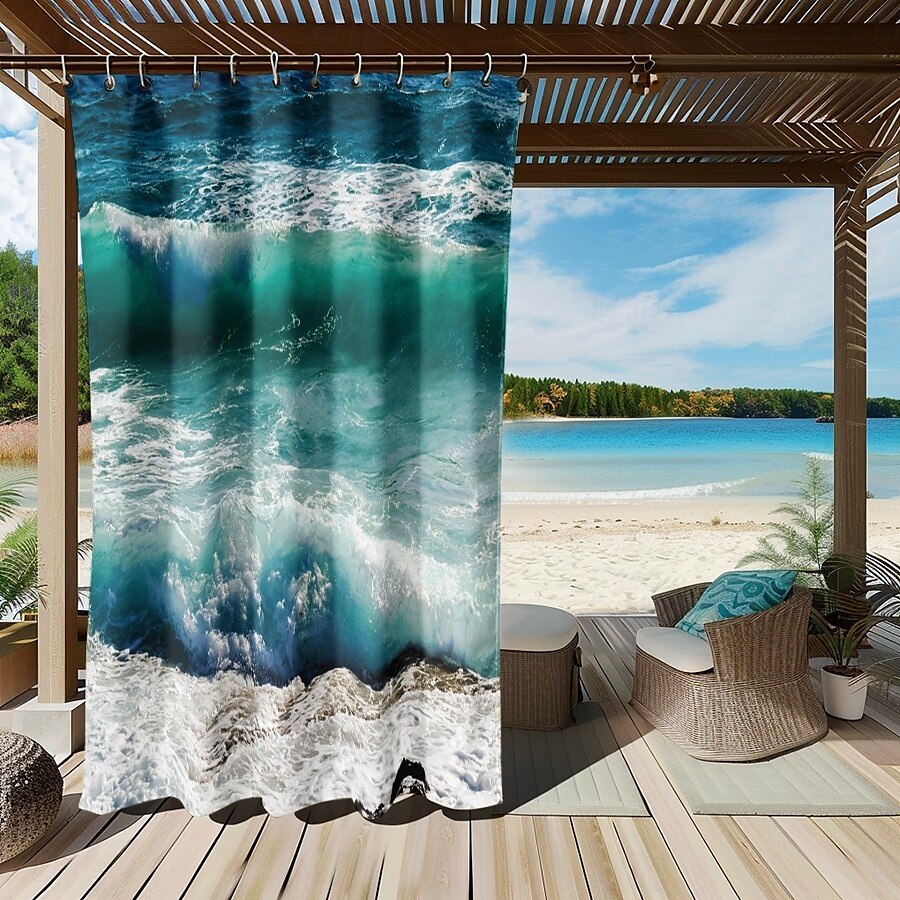 Vízálló Kültéri Függöny Magánélet Csúszó Terasz Függöny Pergola Függöny Öltögetett 3D Óceáni Hullám Tájkép Pavilonhoz Erkélyhez Verandához Bulira 1 Panel 2025 - $34.99 –P10