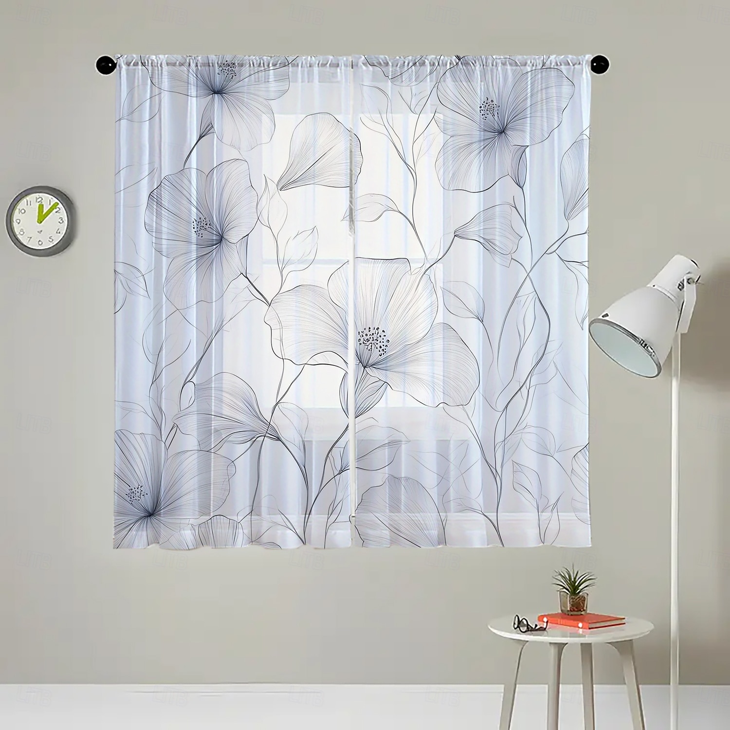 2-piece Set of Plant Floral Pattern Sheer Window Decoration, Screen Windows Can Be Used For Privacy Protection Room Decoration Bedrooms Kitchens 2025 - $22.99 –P5