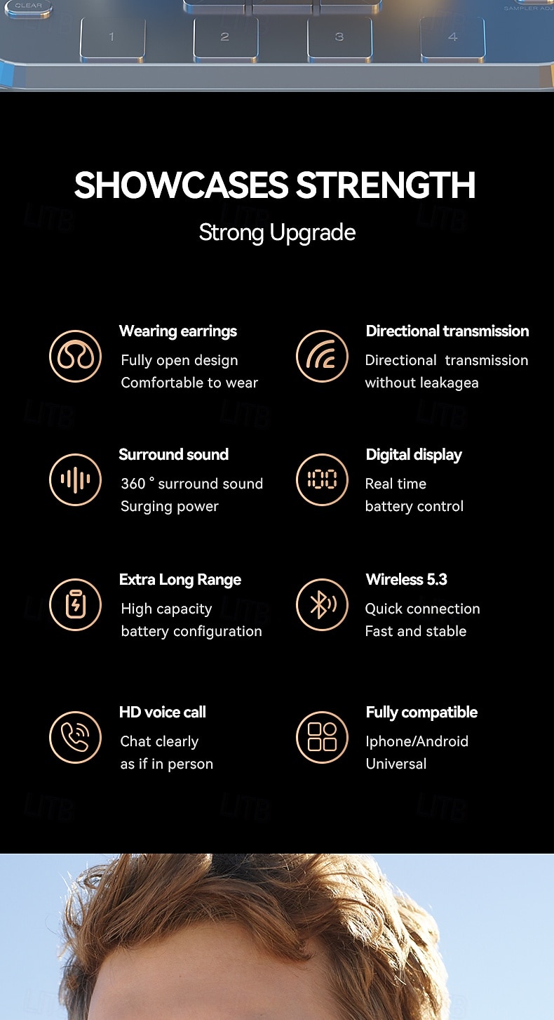 Open Ear Earbuds Wireless Bluetooth Earless Bone Conducting Headphones Wireless Bluetooth Headset Noise Cancelling Bone Earphones Waterproof Air Bone Conduction Headphone Not in Ear Open Ear Buds 2026 - $33.99 –P2