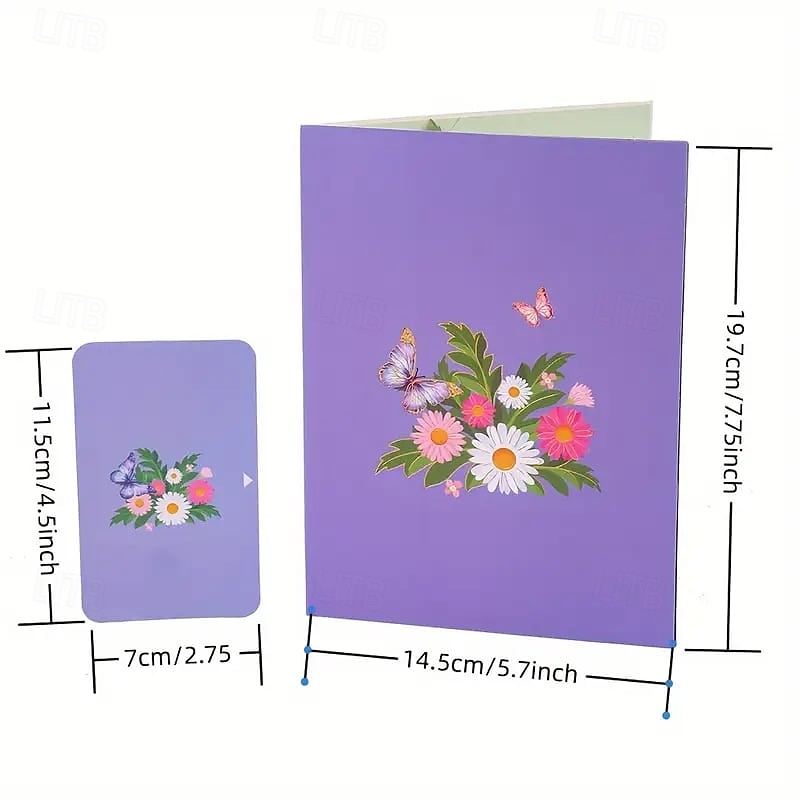 fluture 3d vibrant  & felicitare pop-up cu margarete cel mai bun cadou pentru mama, felicitare cu buchet de flori de ziua mamei, aprecierea profesorului, ziua de nastere, felicitare de multumire 2026 - $12.99 –P1