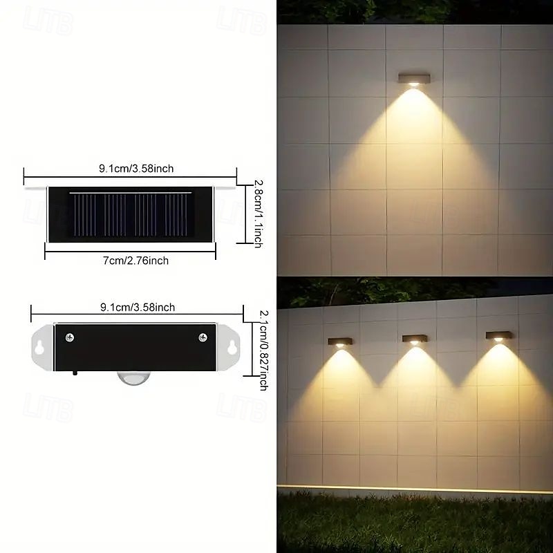 4 stk solcelle LED vegglamper utendørs vanntette solcelle veggvasker lys for bakgård hage gjerde vegg dekk trapper belysning landskap dekorasjon 2025 - $20.99 –P5