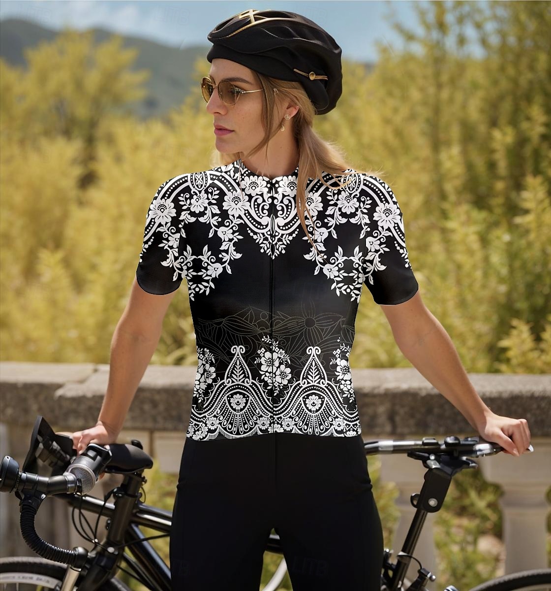 Mujer Maillot de Ciclismo Manga Corta Bicicleta Maillot Camiseta con 3 bolsillos traseros Resistente a los rayos UV Transpirable Secado rápido Dispersor de humedad Negro Deportes Ropa 2025 - $28.99 –P1
