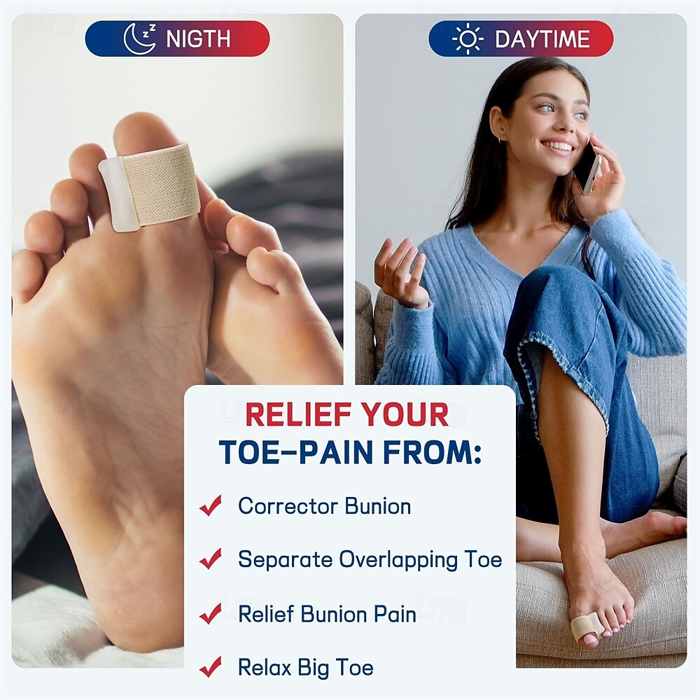 2026年 重なり合った親指用のつま先セパレーター、外反母趾用の親指スペーサー、親指の位置合わせと重なりを防ぐつま先矯正器具  コレクション – $16.49 –P4