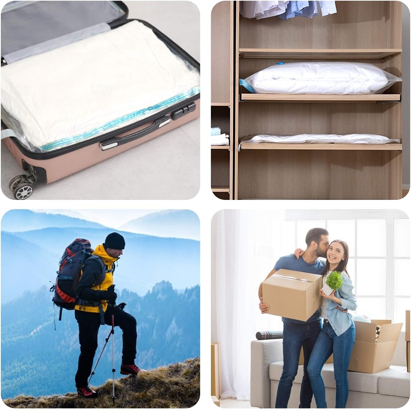 Bolsas de vacío reutilizables para ropa, edredones, ropa de cama, colchas y abrigos, con cierre de cremallera, para viaje, 10 unidades 2025 - $21.99 –P6