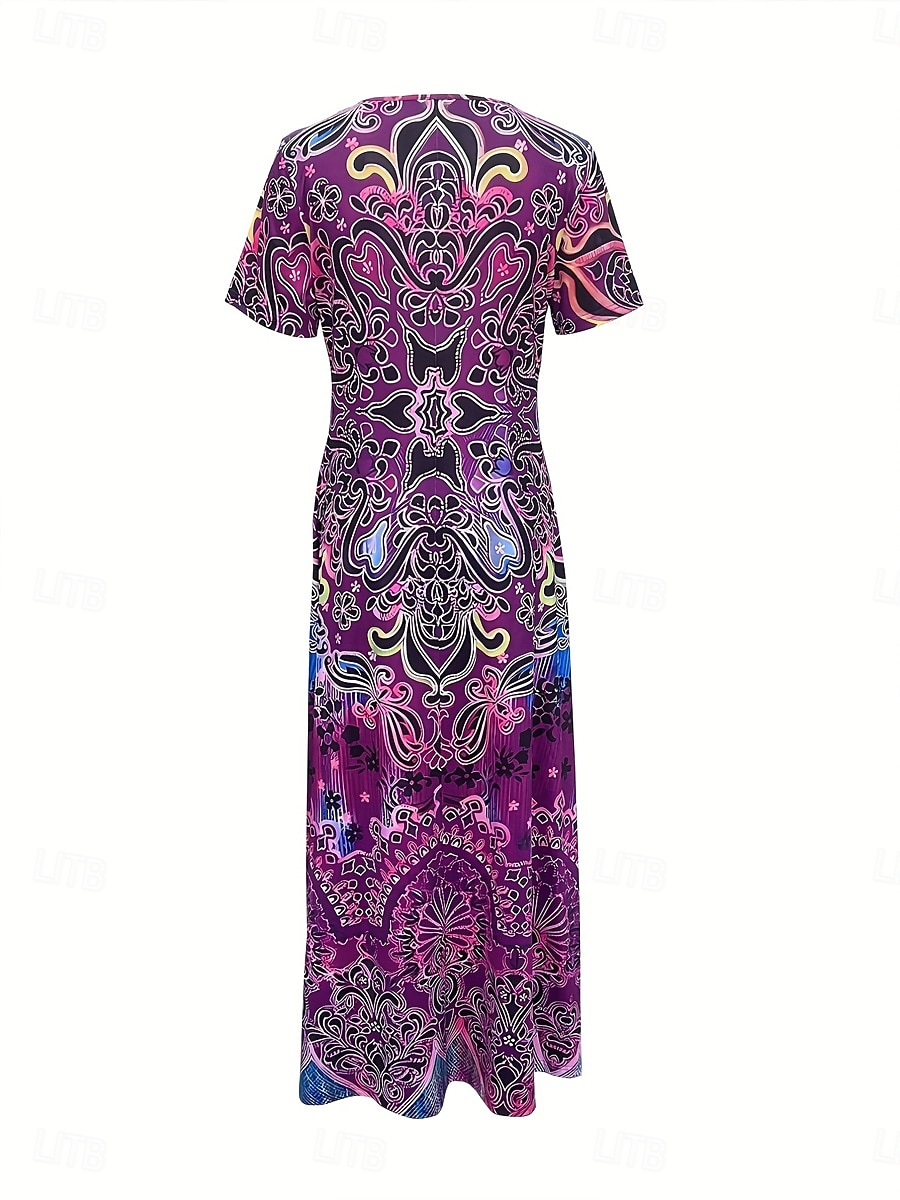 Pentru femei Rochie Maxi Rochii Tricou Rochie de Vară Rochie de vară Vacanță Boho Concediu Fit regulat Grafic Tribal Abstract Manșon scurt Stil Nautic Galben Albastru piscină Mov Portocaliu Var 2025 - $28.99 –P6