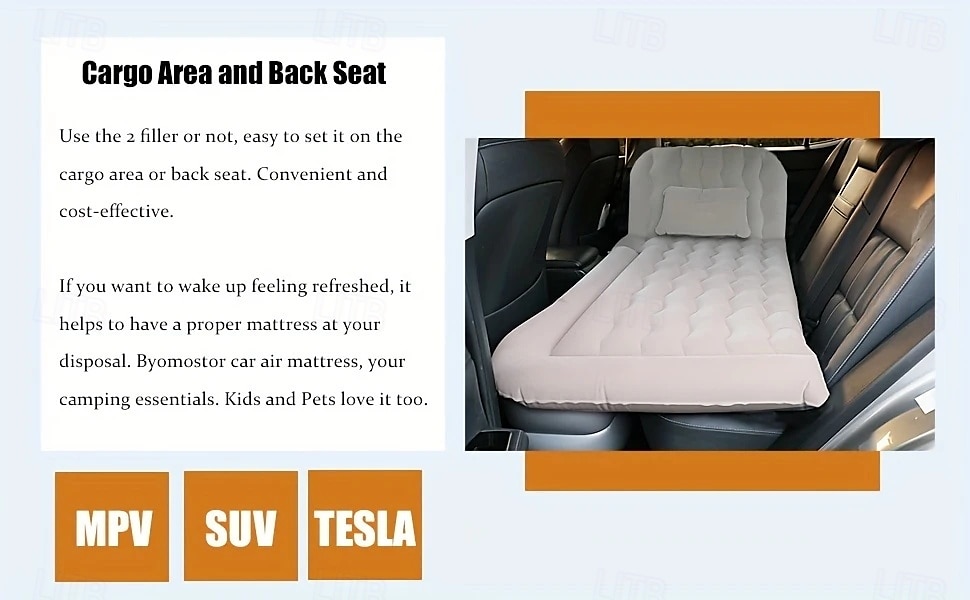 2-Person Inflatable Mattress 2-Person Inflatable Car Air Mattress | Portable, Convertible for Rear Seat or Trunk Use | Gray Quilted Design with Pump & Accessories for Travel, Camping, and Road Trips 2025 - $119.99 –P4