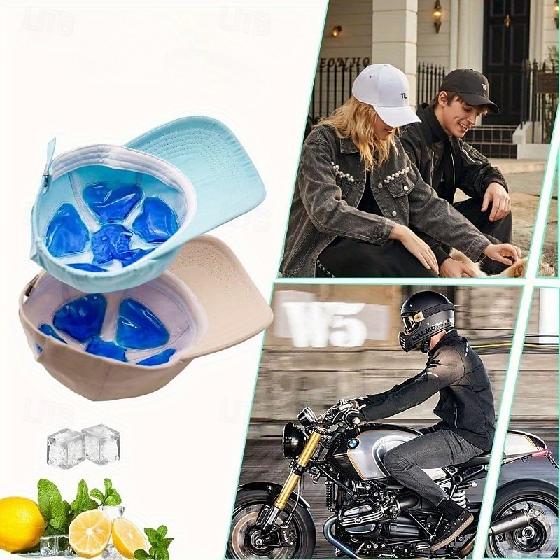 1 stk blå pvc gel ispose for hjelmer  & hatter - bærbar kjølepose med justerbar stropp, gjenbrukbar ispose for utendørssport, fotturer, reiser - passer for alle aldre 2025 - $9.99 –P3