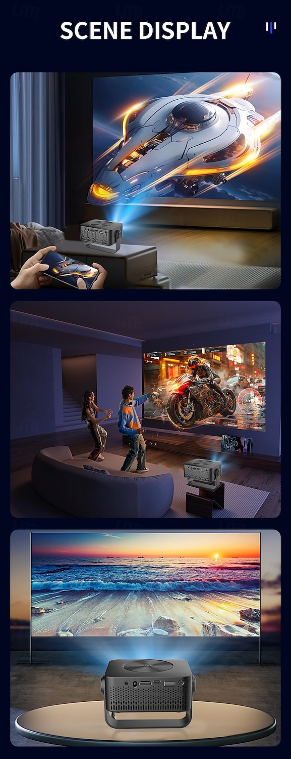 draagbare projector native 1080p 4k autofocus en keystone-correctie 360 graden verstelbare standaard afneembaar draagbaar 2025 - $159.99 –P16