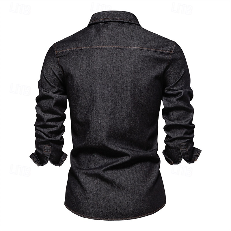 Herren Hemd Sommerhemd Freizeithemd Strandhemd Knopfhemd Schwarz Dunkelblau Leicht Blau Langarm Einfach Revers Urlaub Hawaiianisch Tasche Bekleidung 100% Baumwolle Mode Lässig Bequem 2025 - $47.99 –P6