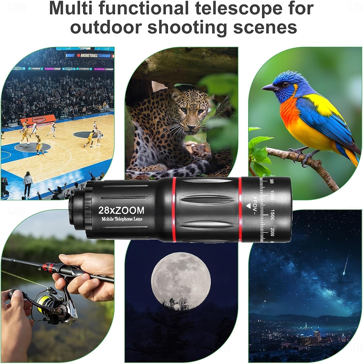 ערכת עדשת מצלמת טלפון עדשת 36x/64xtelephoto לאייפון עם קליפ אלקטרוני וחצובה, מתאימה לרוב הסמארטפונים 2025 - $15.99 –P6