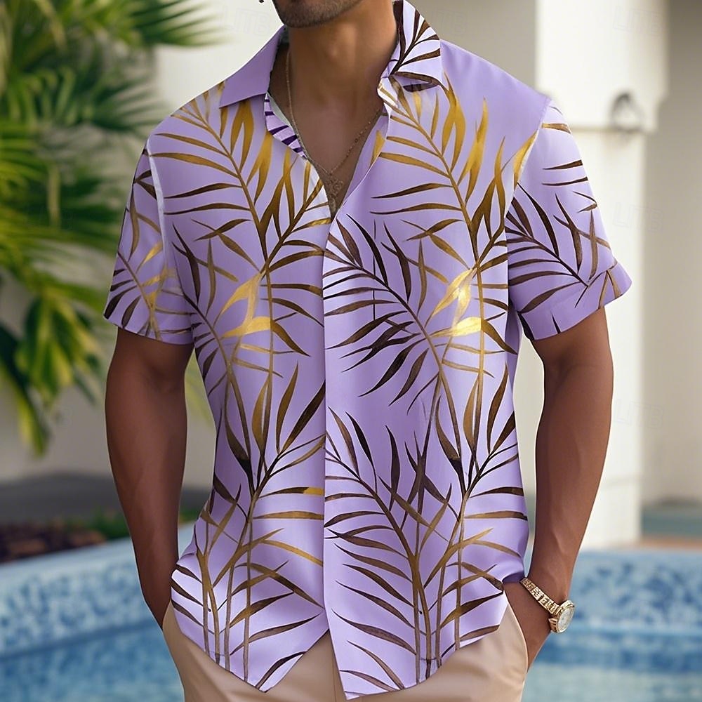 Miesten Palmu lehtiä Trooppiset kasvit Paita Havaiji paita Button Up paita Lyhythihainen Havaijilainen Loma Pyhäpäivä Ranta-asut Kesä Kevät Sänkyjen avaus 3D-tulostus kauluspaidat Edessä yksi tasku 2025 - $23.99 –P3