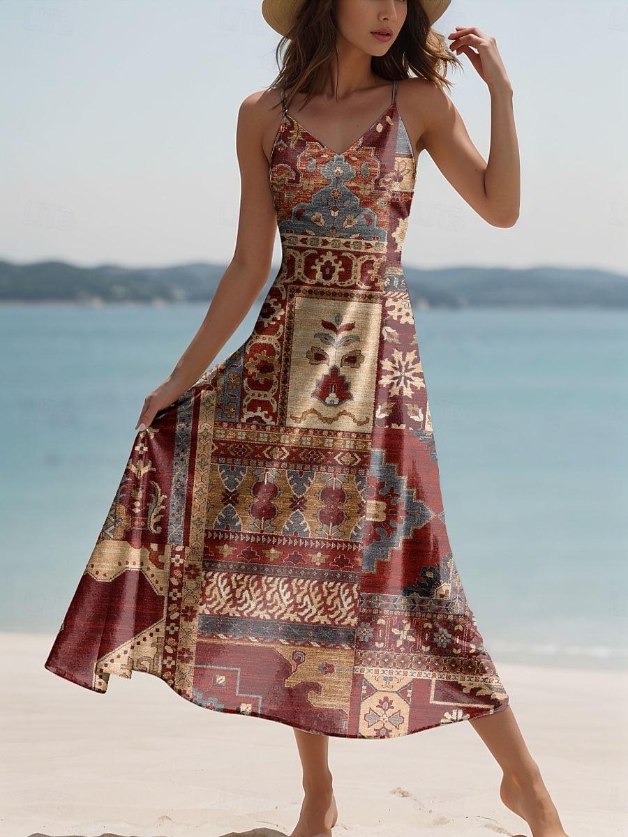 Women's Maxi Dress A Line Dress Slip Dress Vacation Casual Boho Beach Form Fit Graphic Vintage Bohemian Sleeveless V Neck Red Blue Purple Green Summer Spring 2026 - $44.99 Women's Maxi Dress A Line Dress Slip Dress Vacation Casual Boho Beach Form Fit Graphic Vintage Bohemian Sleeveless V Neck Red Blue Purple Green Summer Spring 2026 - $44.99
