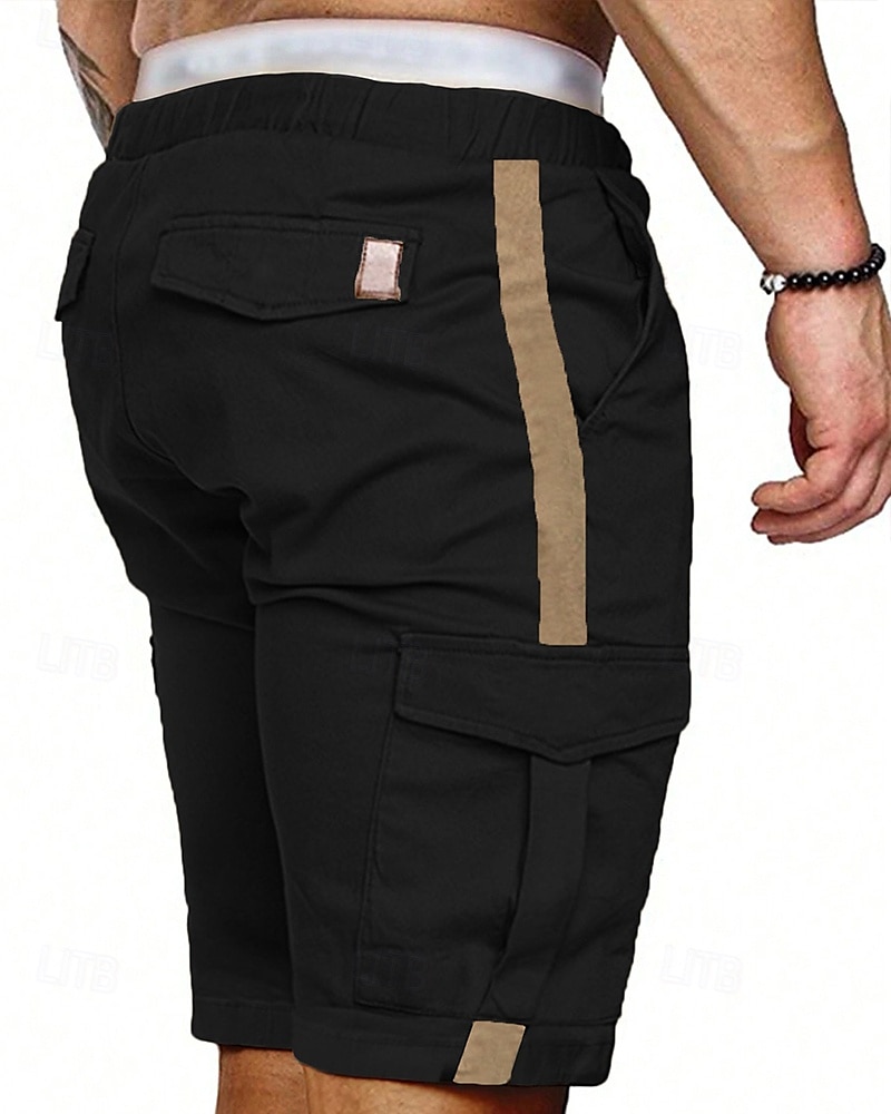 Men's Cargo Shorts Shorts Summer Shorts Drawstring Elastic Waist Multi Pocket Plain Comfort Wearable Knee Length Outdoor Sport Daily Fashion Casual Black Khaki 2025 - $21.99 –P11