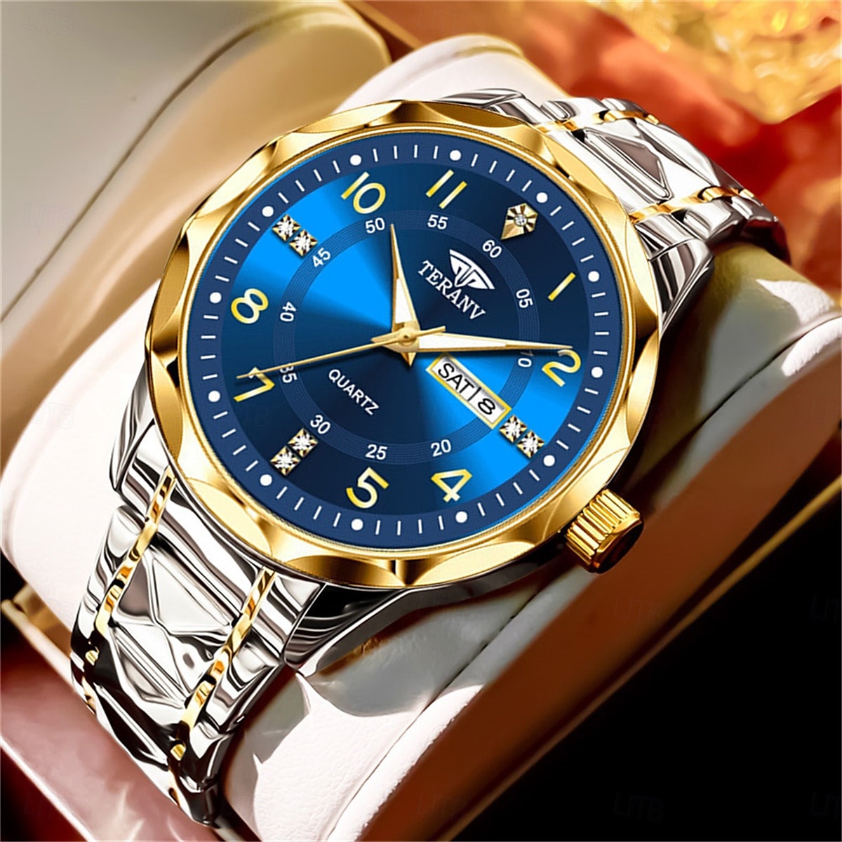 Orologio da Uomo alla Moda al Quarzo Quadrante Digitale a Rombo Doppio Calendario Luminoso Orologio Impermeabile in Acciaio con Decorazione di Strass Orologio da Affari del 2025 a $31.99 –P3