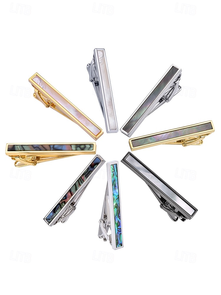 heren stropdas clip van messing ingelegd met parelmoer en abalone, stijlvol en elegant ontwerp, geschikt voor formele gelegenheden, een perfect cadeau voor zaken, bruiloften en Vaderdag 2026 - $11.99 –P3