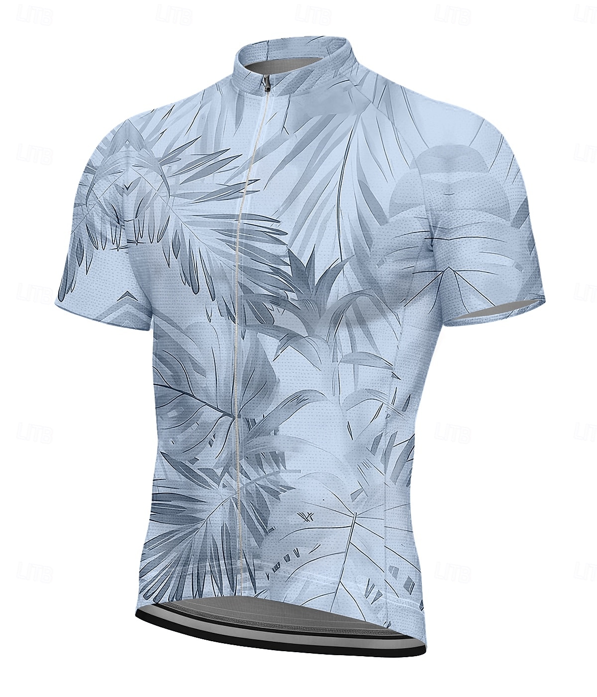 Herren Radtrikot Grafik Blatt Pflanzen Kurzarm Fahhrad T-Shirt Oberteil mit 3 Gesäßtaschen UV-beständig Schnelltrocknend Frontreißverschluss Reflektierende Streifen Sport Blau Grün Grau Bekleidung 2026 - $30.99 –P4