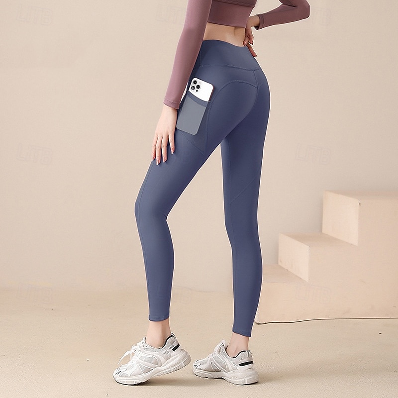 Per donna Pantaloni da yoga Leggings da yoga con Tasca per Telefono Sollevamento glutei Controllo addominale Vita Alta Pilates Allenamento in Palestra Allenamento Collant Tinta unica Nero Rosa Rosso del 2026 a $12.99 –P10
