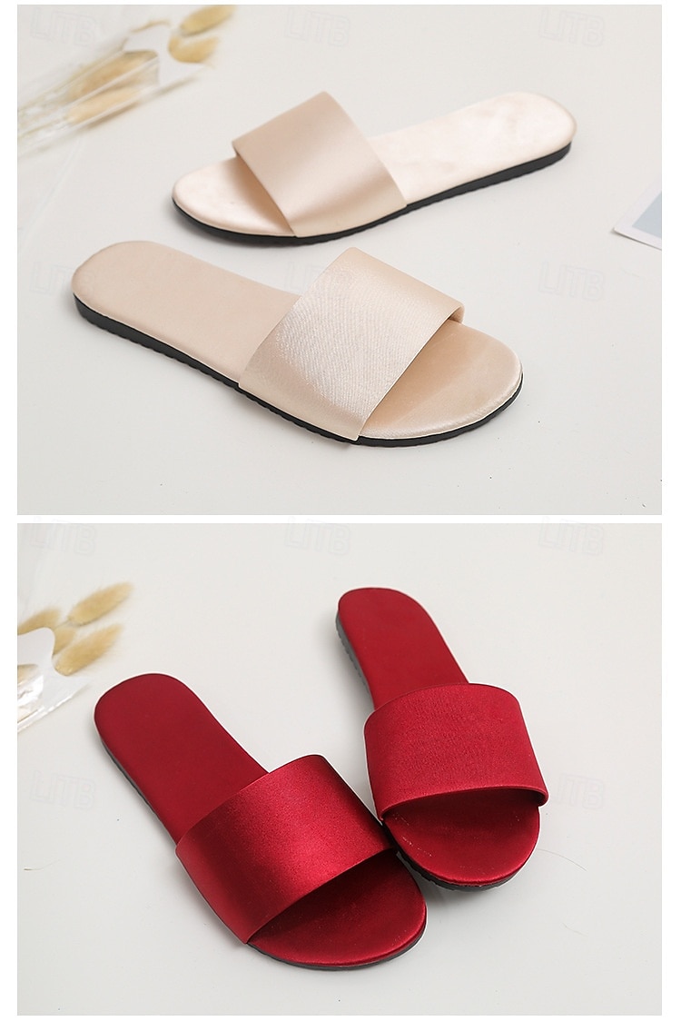 Women Satin Slide Flat Open Toe Soft Slip on Silky Slide Sandal House Slipper 2025 - $16.99 –P3