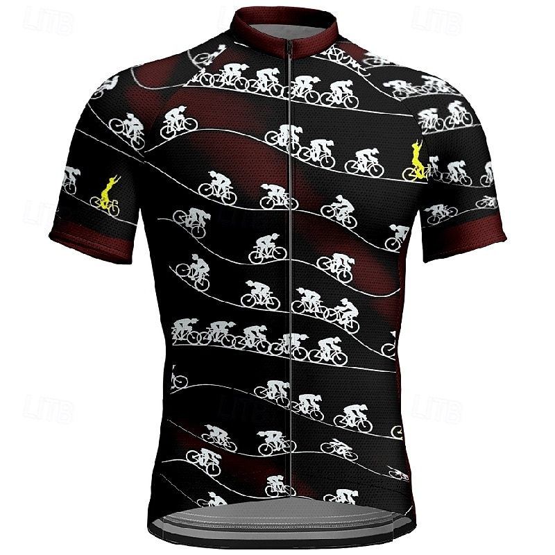 Herr Cykeltröja Kortärmad Cykel T-shirt Tröja med 3 bakfickor Bergscykling Andningsfunktion Snabb tork Anatomisk design Uppsugande Vinrött Svart Blå Grafisk Lutning sporter Kläder 2025 - $25.99 –P9