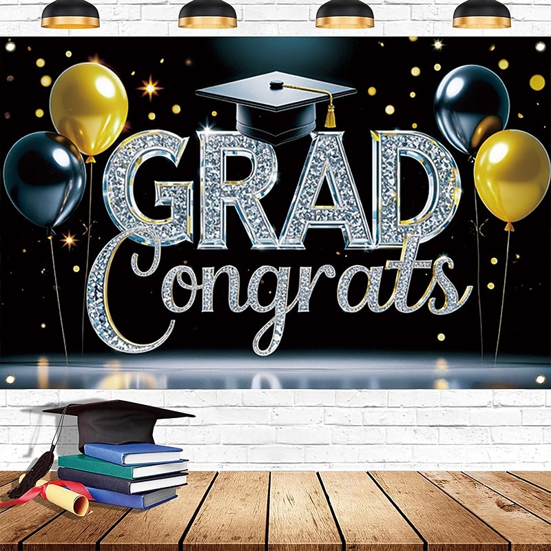 Gefeliciteerd Grad Banner Afstudeerachtergrond Afstudeerdecoraties 2025 Gefeliciteerd Afgestudeerde Banner Grad Decoraties Patio Tuin School 2025 - $13.99 –P5