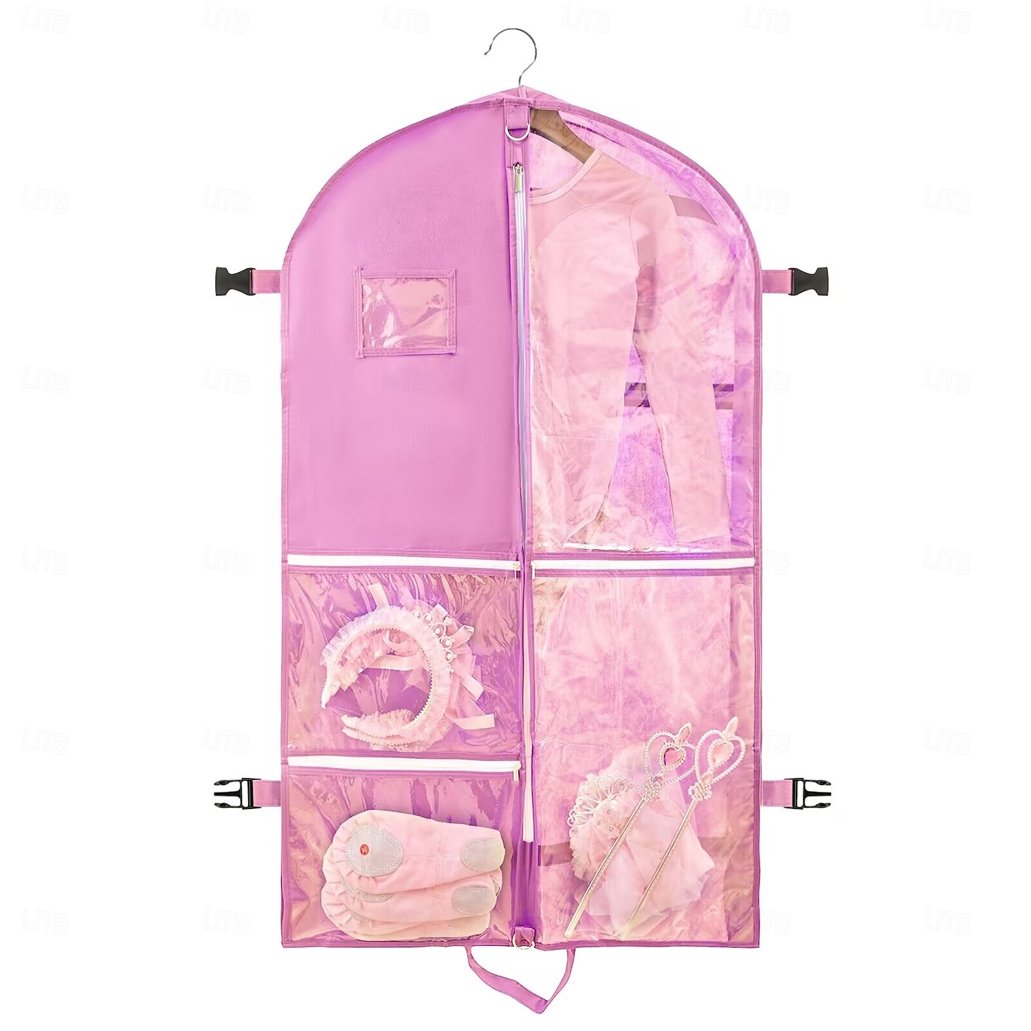 Kledinghoes voor kostuums met 4 zakken en gesp, 110 x 60 cm, opvouwbare reishoes van non-woven materiaal met handvat, stofdichte opbergtas voor herenjas, jack, kinderkleding 2025 - $13.49 –P3