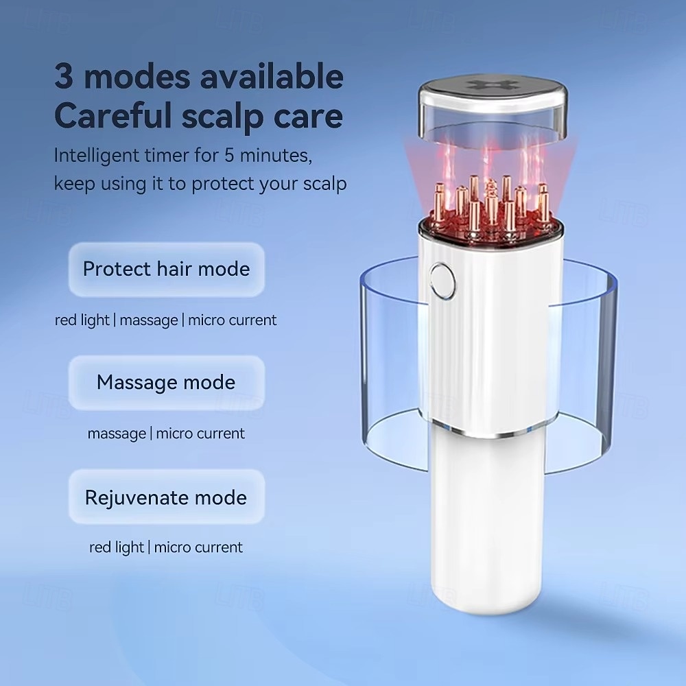 3 In 1 EMS Electric Hair Scalp Massager Brush Hair Oil Applicator LED ...