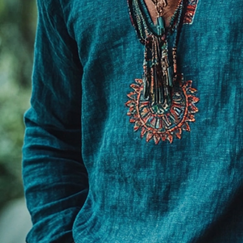 Ανδρικά Πουκάμισο Πουκάμισο Popover Καλοκαιρινό πουκάμισο Πουκάμισο παραλίας Κουρελού Διακοπές Αργίες Θαλασσί Μακρυμάνικο Χωρίς Γιακά Καλοκαίρι Άνοιξη Ρούχα Εθνικό & Θρησκευτικό 2026 - $10.49 –P6