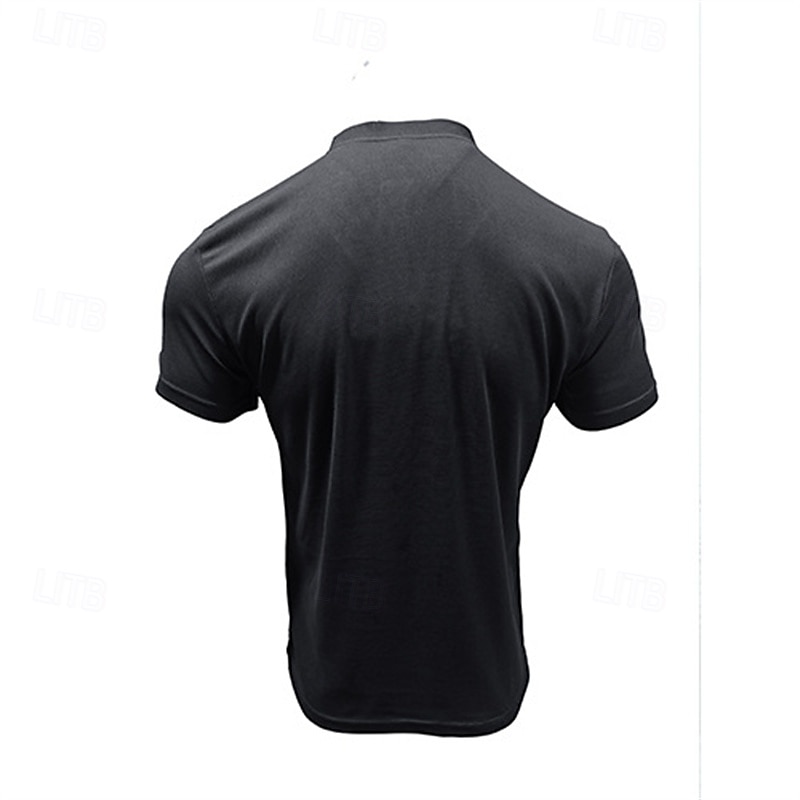Herren T Shirt Henley Hemd T-Shirt Kurzarmshirt Kurzarm Henley Sommer Frühling Einfach Mode Designer Basic Knöpfe Urlaub Straße Ausgehen Schwarz Blau Grün Top T-Shirt für Herren 2025 - $24.99 –P7