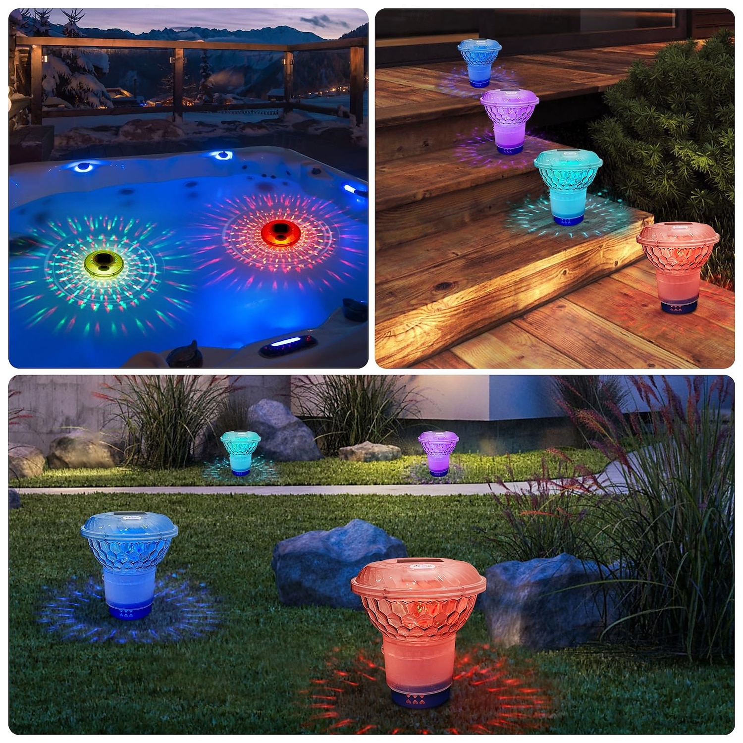 1 peça flutuante solar rgb à prova d'água para piscina, controle remoto para fonte de luz flutuante colorida e variável, luz flutuante para piscina de 2025 por $43.99 –P3