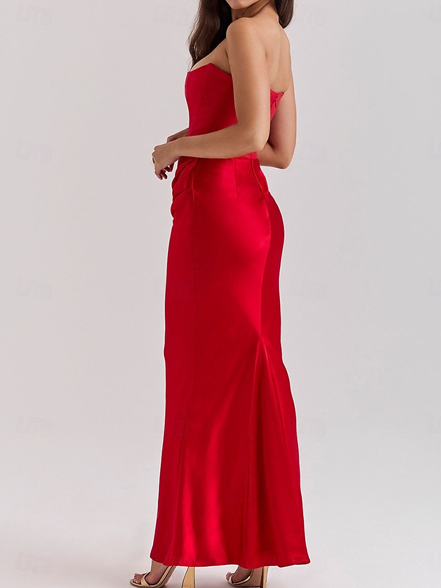 Trumpetti / merenneito Quinceanera mekot Tyylikäs Mekko Häät Häävieras Kokopitkä Hihaton Olkaimeton Spandex Selästä avoin kanssa Rypytetty 2025 2025 - $89.99 –P12
