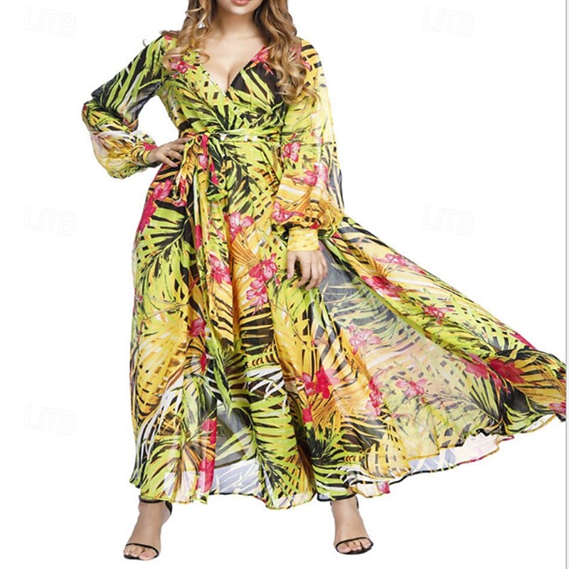 Per donna Abito Lungo Maxi Abito Abito Floreale Moda All'aperto Data Uscire Vestibilità regolare Fiore Senza Maniche Scollo a V Giallo Blu marino Blu Fucsia Estate del 2025 a $26.99 –P10