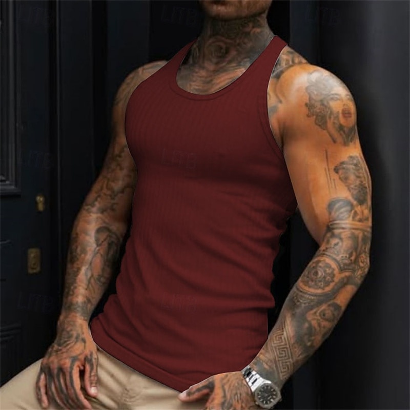 Per uomo Canotta Maglietta smanicata Canottiera Maglietta senza maniche Senza Maniche Girocollo Estate Semplice Moda Designer Vacanza Streetwear Uscire Nero Bianco Vino Maglietta Top per Uomo del 2026 a $14.49 –P4