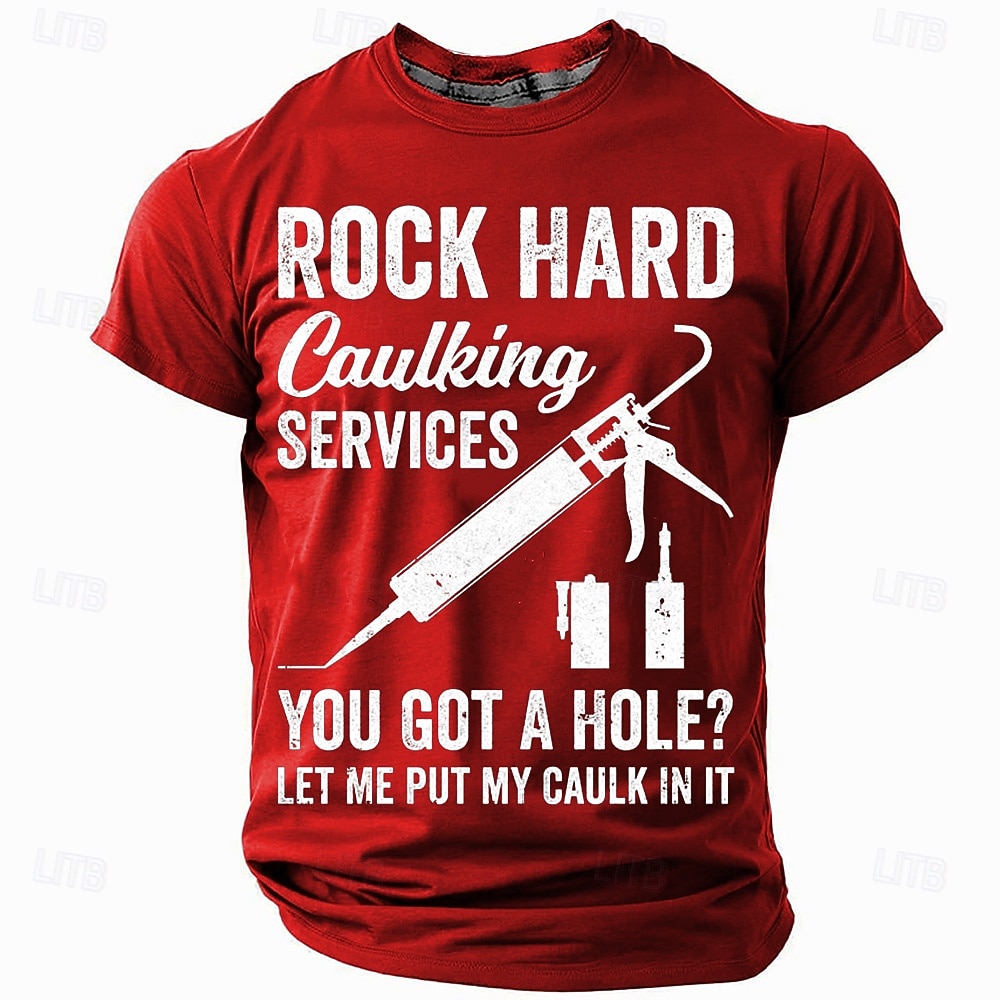 Camiseta gráfica divertida para hombres | Servicios de calafateo Rock Hard | Chiste hilarante de doble sentido sobre calafateo camiseta de manga corta 2026 - $19.49 –P3