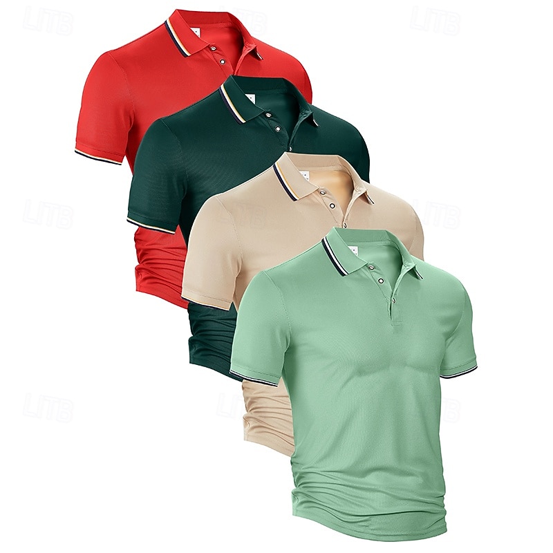 Πολλαπλές συσκευασίες 4 τεμ Ανδρικά Πέτο Κοντομάνικο Μαύρο+Λευκό+Γκρι+Γαλάζιο Button Up Polos Πουκάμισο γκολφ Μπλουζάκια Golf Polos Κουμπιά Σκέτο Διακοπές Καθημερινά Ρούχα Πολυεστέρας Καλοκαίρι 2026 - $44.99 –P8