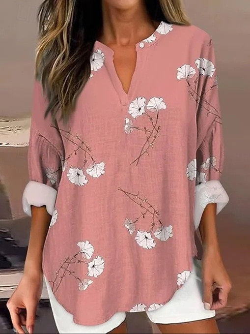 Per donna Camicia Boho Floreale Grafico Elegante Casual Boho Manica Lunga Scollo a V Top Regolari Quotidiano Uscire Patchwork Stampato Rosa cipria Rosa Vino Verde militare Rosso Primavera, Autunno del 2025 a $21.99 –P8