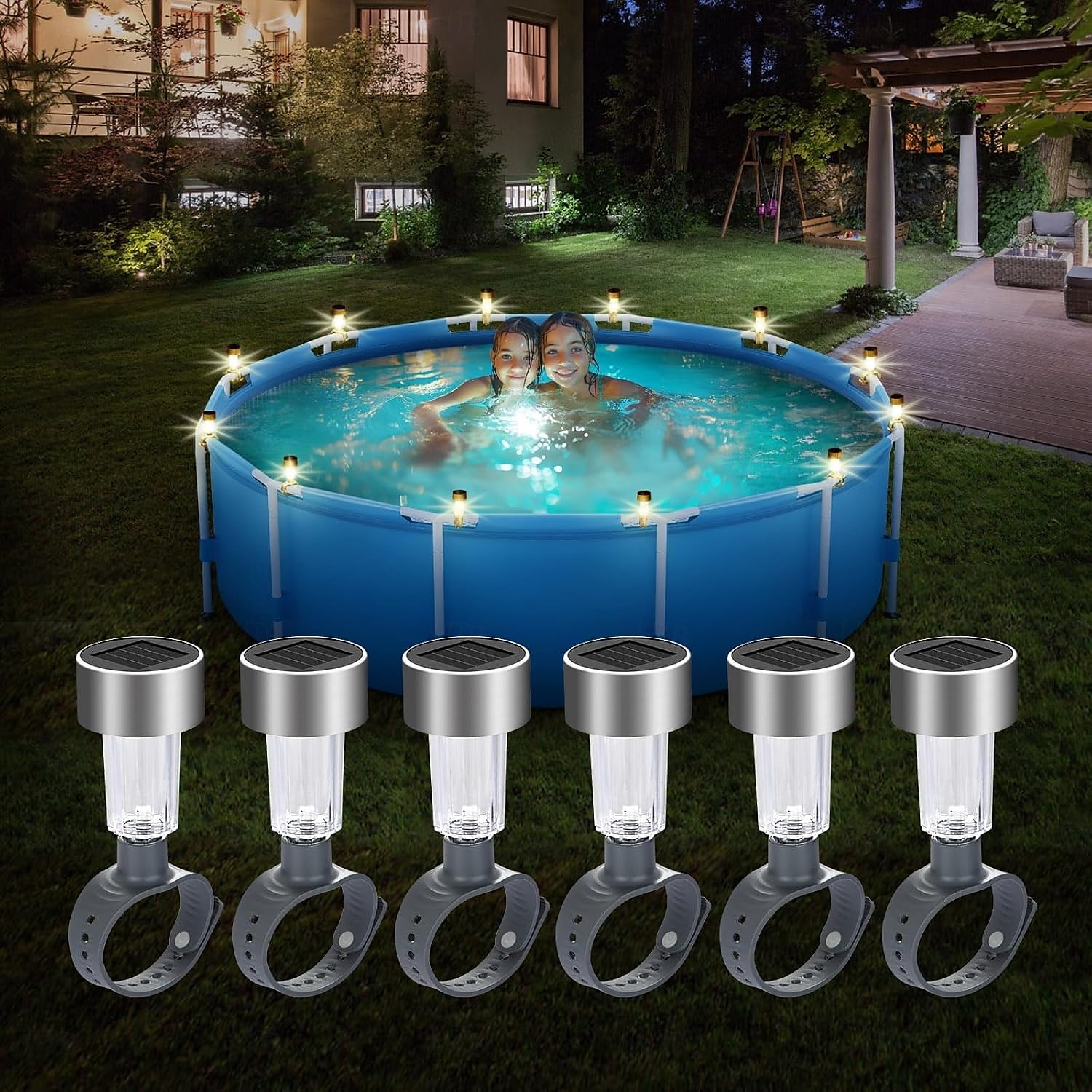 Outdoor Lights Pool Lights for Above Ground Pools Waterproof Frame Pool Decoration Energy Saving LED Pool Solar Lights Warm White / White /Multi Light at Night Decor for Frame Swimming Pools Trampoline 2025 - $11.49 –P1