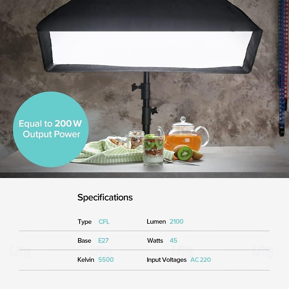 45W CFL Spiral Compact Fluorescent Light Bulb 200 Watt Equivalent 5500K Pure White Balance Daylight for Photography Video Studio Lighting 1pc 2025 - $40.99 –P2