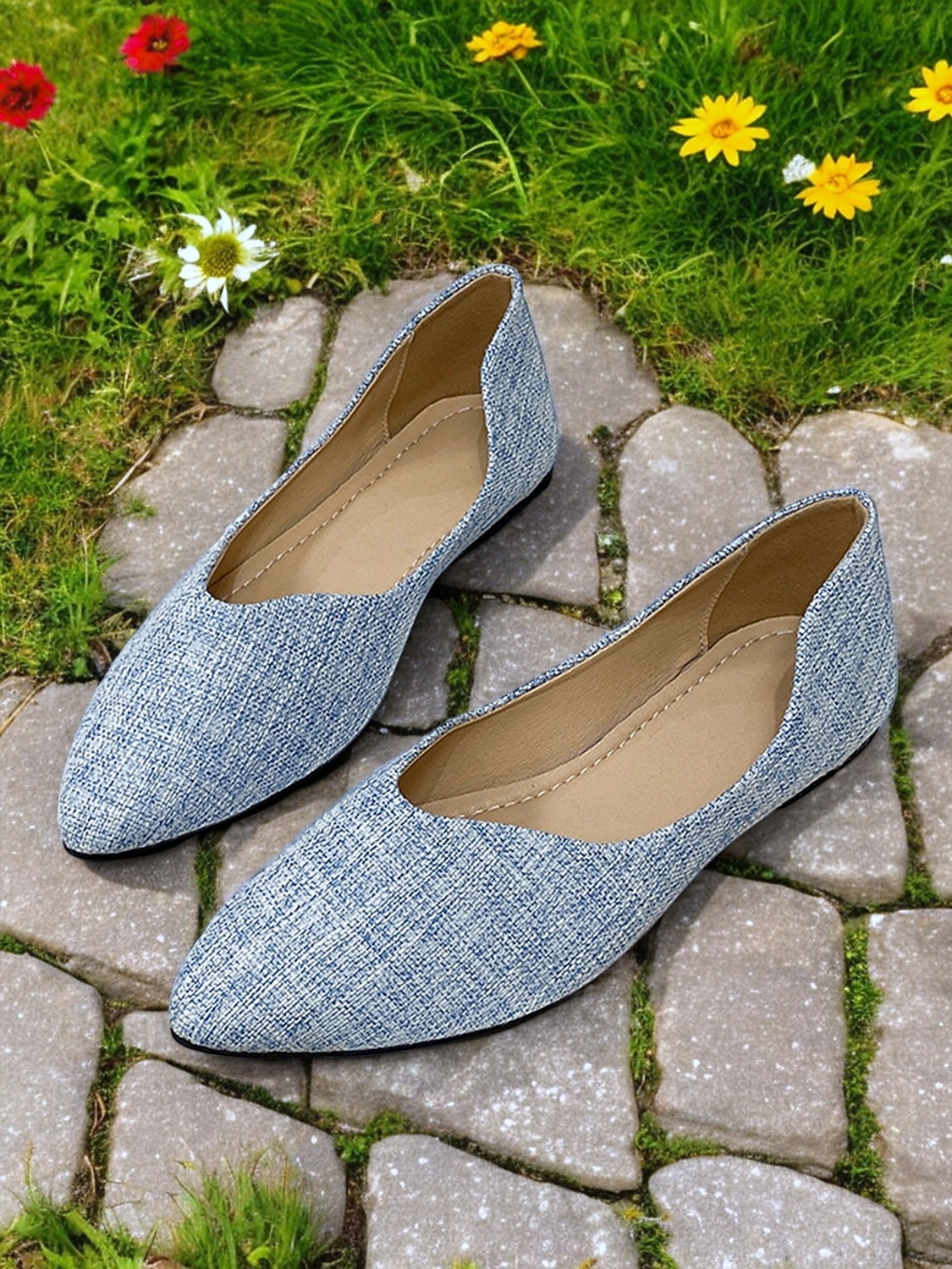 pantofi dama din in cu varf ascutit | pantofi casual pentru birou, cumpărături și ținute de zi cu zi 2025 - $18.99 –P1