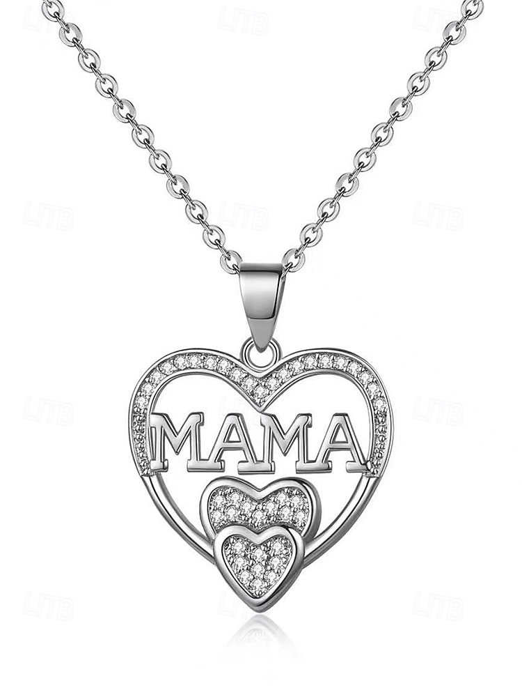 Gouden hart "mama" hanger ketting met strass-accenten - elegant Moederdag sieraden cadeau voor vrouwen, moeders en grootmoeders 2025 - $7.99 –P8