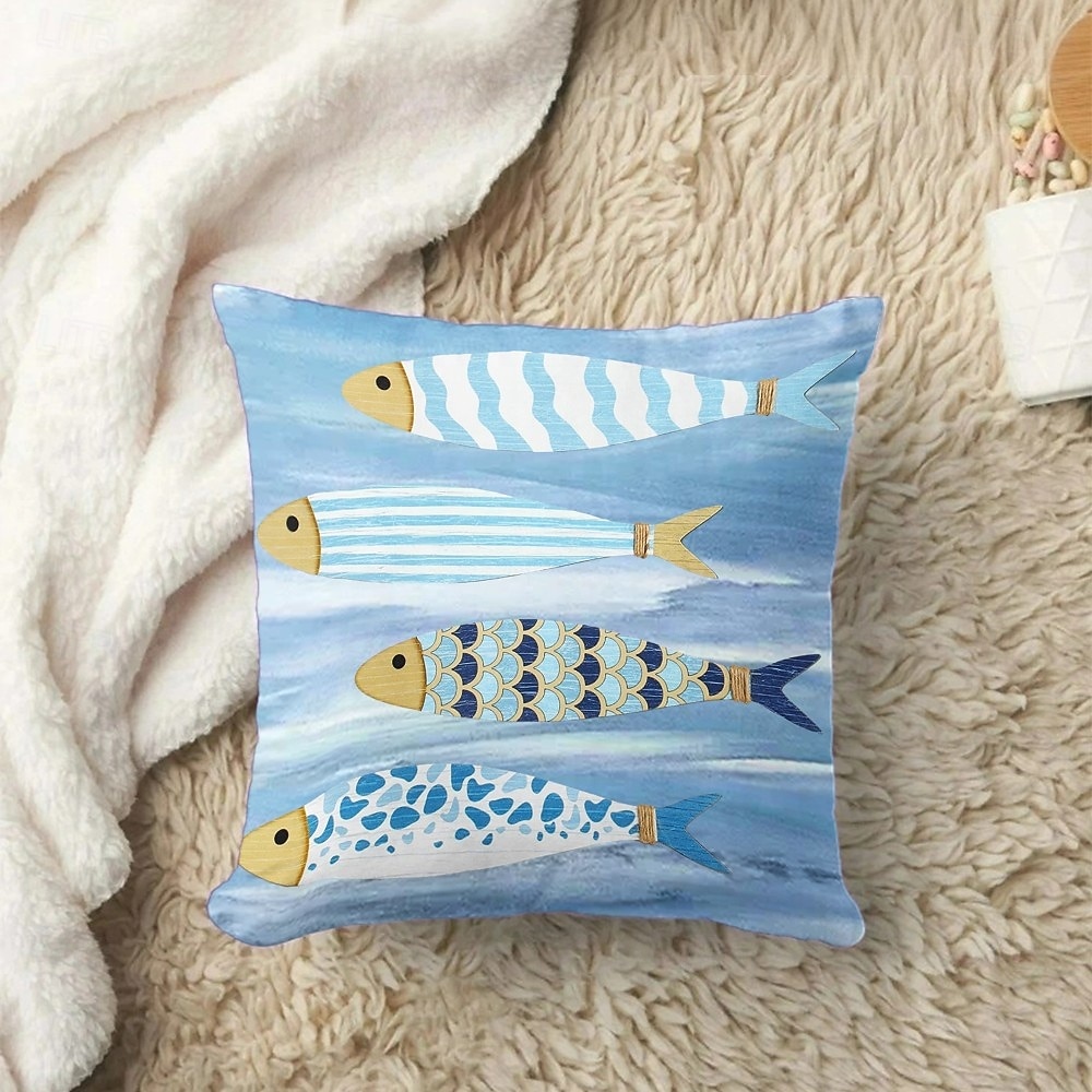 Capa de Almofadas Decorativas de Conchas do Oceano 1PC Capa de Almofada Quadrada Macia para Sofá Cama Sala de Estar de 2025 por $12.99 –P5