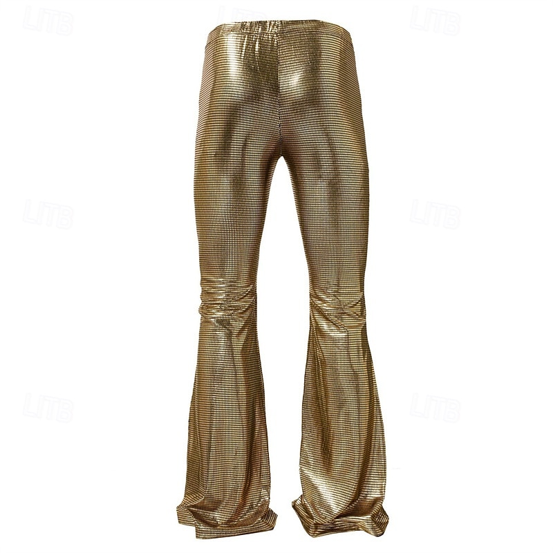 Herren Disco-Hosen Schlaghosen Hose Freizeithose Knöpfe Tasche Einfach Komfort Party Bühne Disco-Lichter Mode Lässig Gold Mikroelastisch 2025 - $27.99 –P4