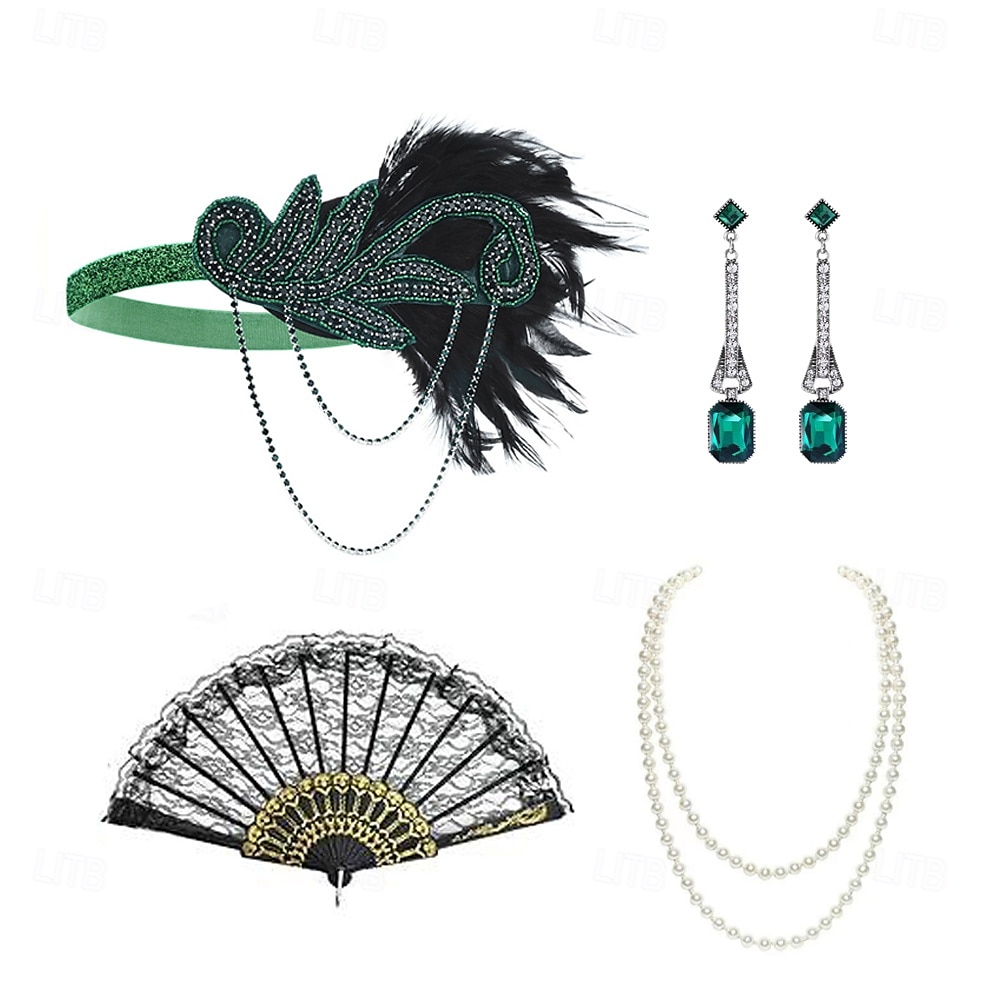 1920-tallet Den store Gatsby Flapperpannebånd i 1920-stil Den store Gatsby Fjær Kontor / Bedrift Glitrende glitter Krystall / Rhinstein Kostyme Dame Karneval Valentinsdag Maskerade Festkveldsklær 2025 - $21.99 –P7