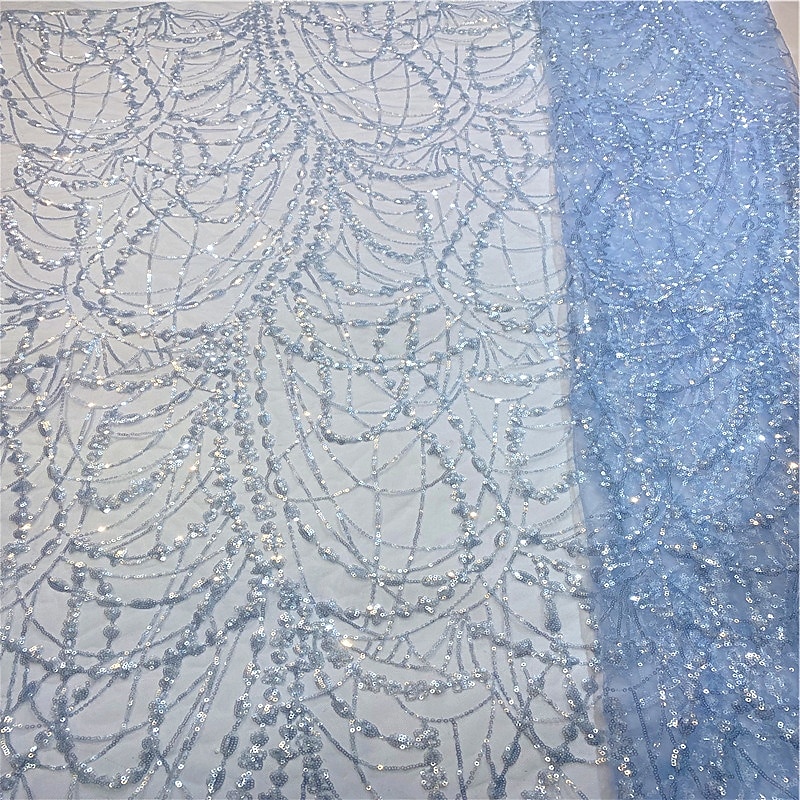Robe mère de la mariée en A bleue élégante vintage illusion col longueur cheville en chiffon à demi-manches avec broderie de sequins de 2025 ? $148.99 –P2