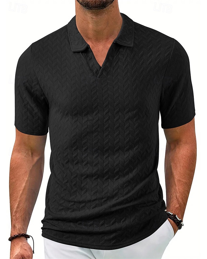Men's Golf Shirt Golf Polos Shirts Work Casual Lapel Short Sleeve Basic Modern Plain Jacquard Summer Regular Fit Black White Blue Khaki Golf Shirt 2025 - $17.99 –P14