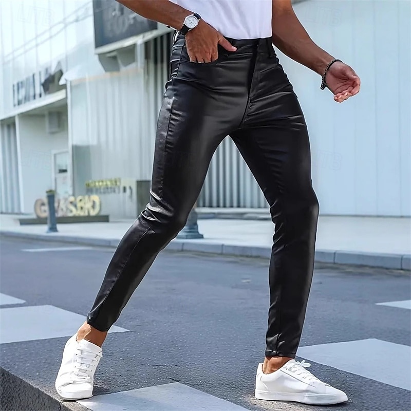 Voor heren Broek Zomerbroek Korte broek van imitatieleer Zak Effen Comfort Ademend Vakantie Streetwear Stijlvol Sportkleding Zwart 2026 - $30.99 –P1