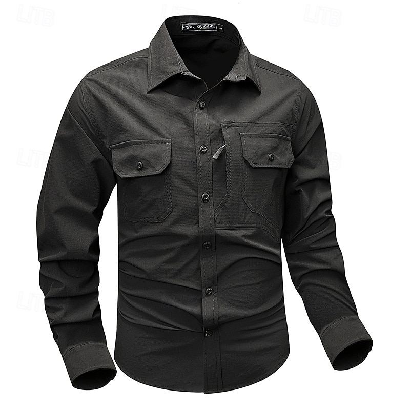 Per uomo Camicia Camicia Estiva Camicia casual Camicia con Bottoni Camicia cargo Nero Kaki Verde militare Beige Manica Lunga Semplice Colletto a Camicia Vacanza Camicia hawaiana Tasca Abbigliamento del 2025 a $42.99 –P7