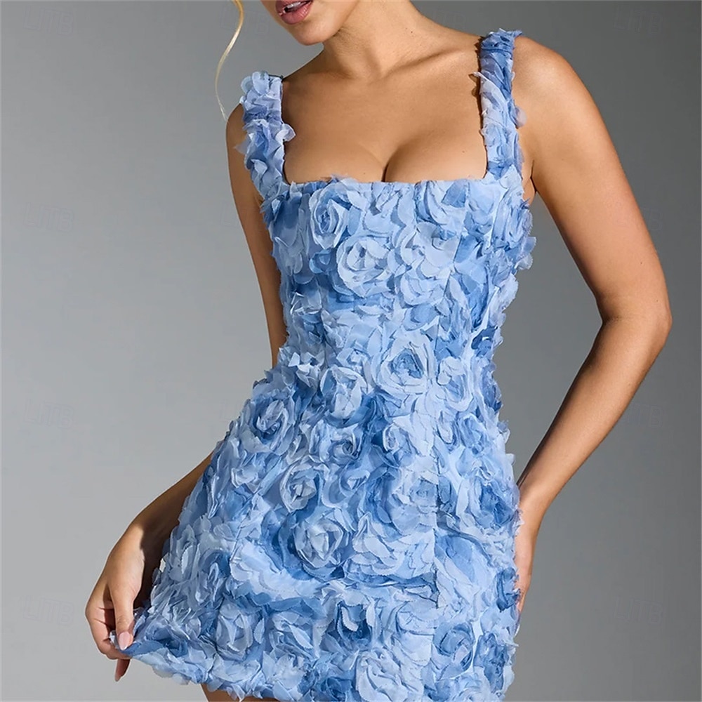 Robe de Quinceanera A-Line Élégante Robe de Mariage Invité de Mariage Courte  Mini Sans Manches Col Carré avec Fleurs 3D Rose de 2025 ? $99.99 –P14